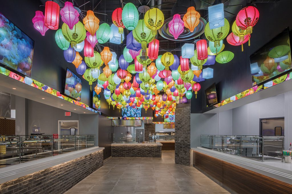Lanterns create a riot of color in the Dragon’s Alley eatery.