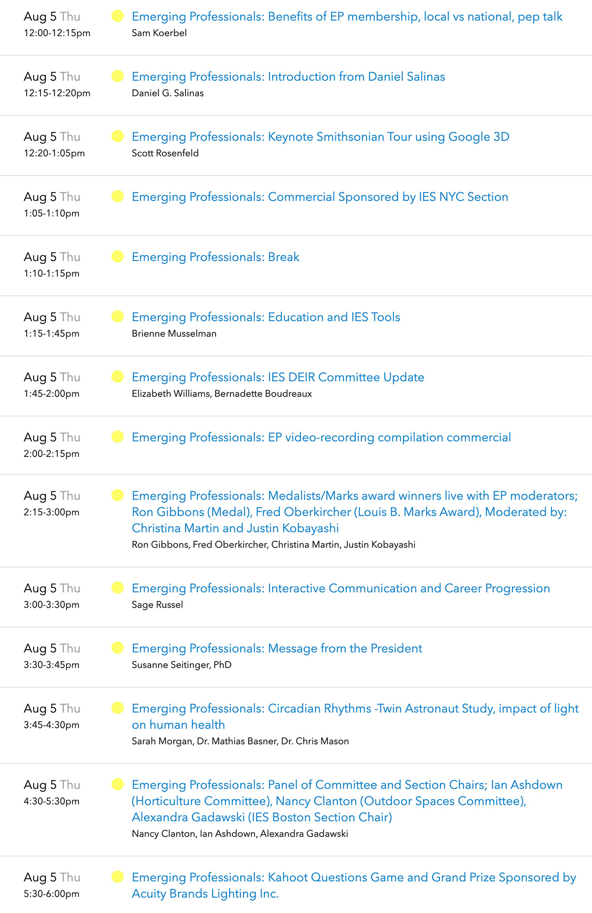 2021 IES Annual Conference EP Schedule