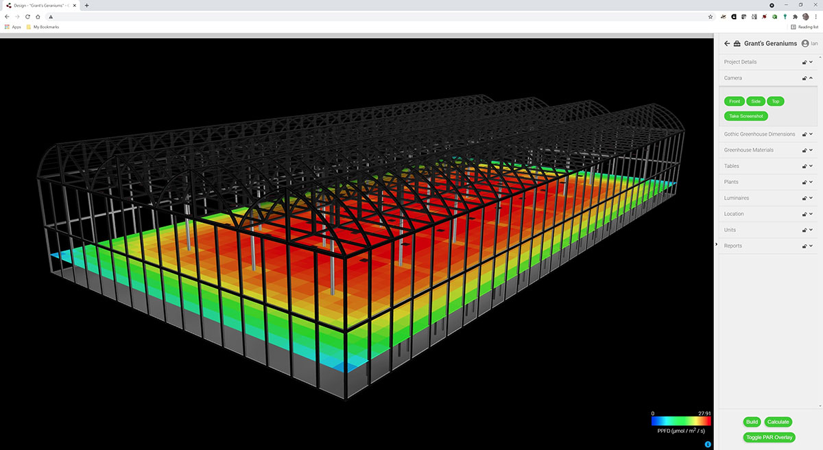 Figure 3–PPFD distribution at plant canopy.